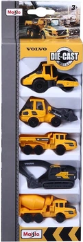 Zestaw metalowych modelek Maisto Mini Work Machines Volvo 1:87 5 szt MST12375 (90159123750)