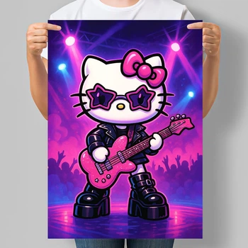 Постер для детской комнаты Hello Kitty с гитарой А3 30х42 см (DYT052_А3)