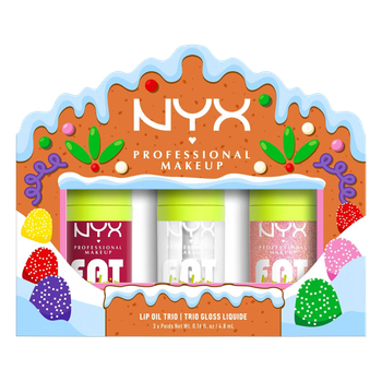 Zestaw błyszczyków do ust NYX Professional Make Up Holiday Fat Oil Newsfeed + My Main + Holi-Bae 3 × 4.8 ml (800897274252)