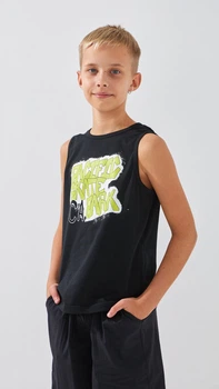 Майка з принтом для хлопчика LAWA P-BB02320 146 см Чорний shop (2000999243950)