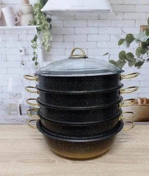 Мантоварка-пароварка з антипригарним покриттям O. M. S. Collection 6091 C-28 см 5,8 л Black-Gold