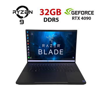 Игровой ноутбук Razer Blade 16 RZ09-0510 / 16" (2560x1600) IPS / Intel Core i9-14900HX (24 (32) ядра по 2.2 - 5.7 GHz) / 32 GB DDR5 / 2000 GB SSD NVMe / nVidia GeForce RTX 4090, 16 GB GDDR6, 256-bit / WebCam б/у