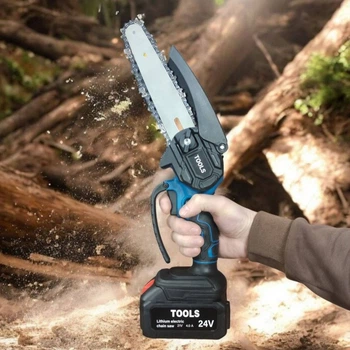 Бесщеточная Аккумуляторная цепная мини-пила 6" Electric SAW TOOLS в кейсе 24 В 2 акб