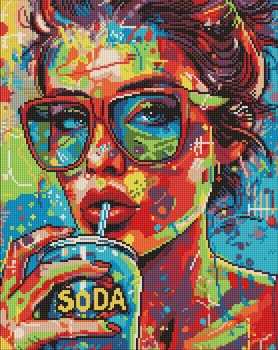 Алмазна мозаїка вишивка 40х50 см Дівчина з содовою ©art_selena_ua Ідейка. AMO8070