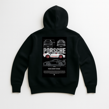 Чоловіче худі з принтом Porsche Details, Чорний, XL