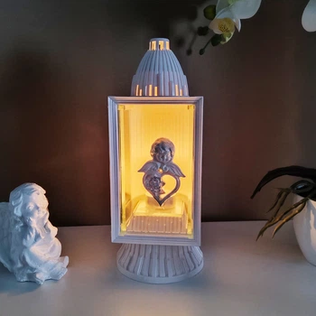 Лампадка средняя белая ангел Glass art kapliczka 14ч
