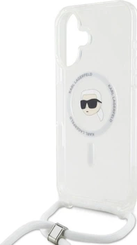 Панель Karl Lagerfeld Karl Head для Apple iPhone 16 з MagSafe зі шнурком Cord Transparent (3666339320522)