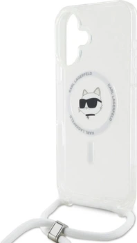 Панель Karl Lagerfeld Choupette Head для Apple iPhone 16 з MagSafe зі шнурком Transparent (3666339320560)