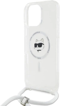 Панель Karl Lagerfeld Choupette Head для Apple iPhone 16 Pro Max з MagSafe зі шнурком Cord Transparent (3666339320591)