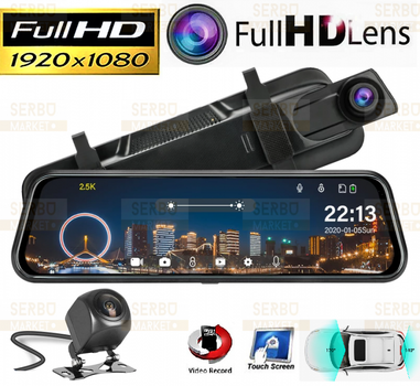 Відеореєстратор дзеркало 10" сенсор Full HD 1013i з виносною камерою заднього виду