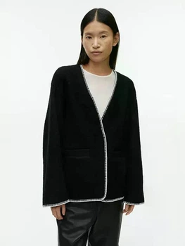 Кардиган жіночий ARKET blanket-stitch wool jacket 1198182001 M Чорний