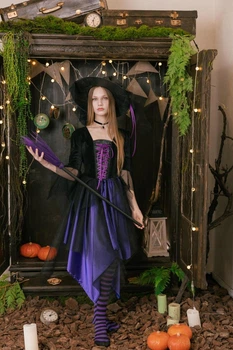 Костюм Фиолетовой Ведьмы “Purple Velvet Witch” с гетрами рост 140