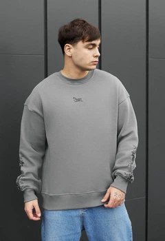 Світшот Чоловічий Стаф Сіре Оверсайз З Логотипом На Флісі Staff Leafs & Logo Oversize Fleece XXL (372663)