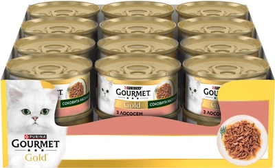 Упаковка влажного корма для кошек Purina Gourmet Gold Сочное наслаждение с лососем 24 шт по 85 г (8445290823366)