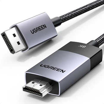 Односпрямований кабель Ugreen DisplayPort to HDMI 8K@60Hz 4K@120Hz 1 м Black (DP115)