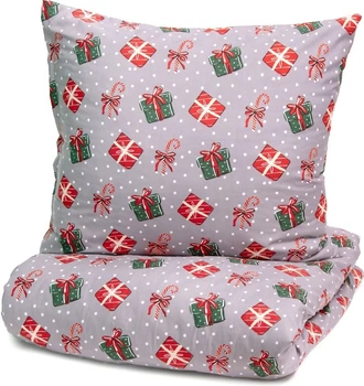 Komplet pościeli Homla Floriana Poszewka na kołdrę 200 x 220 cm + 2 poszewki na poduszki 70 x 80 cm ze świątecznym wzorem Wielokolorowy (5904183858708)