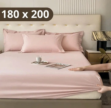 Простыня на резинке Softable Fabric 180×200 + 2 наволочки , розовый— мягкая, плотная, комфортная (KT7006023)