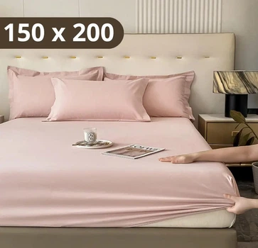 Простыня на резинке Softable Fabric 150×200 + 2 наволочки , розовый— мягкая, плотная, комфортная (KT7006022)