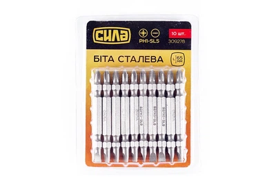 Бита 2-х сторонняя РН1-SL5*65мм (10шт/уп) СИЛА