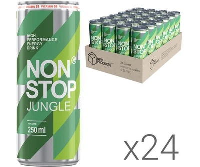 Упаковка энергетического газированного напитка Клубника Non Stop Jungle ж/б 24 шт. х 25 л