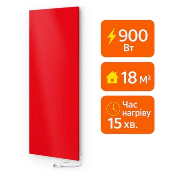 Электрический металлокерамический инфракрасный обогреватель UDEN-S 900 Вт «Универсал» / экономичный настенный обогреватель для квартиры, дома, офиса Красный