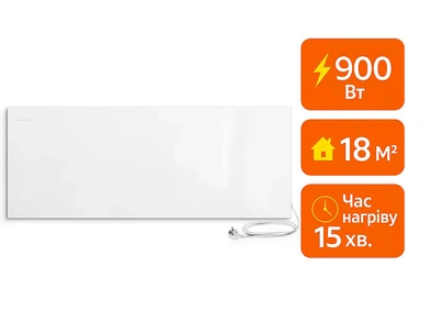 Электрический металлокерамический инфракрасный обогреватель UDEN-S 900 Вт «Универсал» / экономичный настенный обогреватель для квартиры, дома, офиса Белый