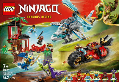 Конструктор LEGO Ninjago Автомобільна битва ніндзя біля будинку на дереві 642 елементи (71857)