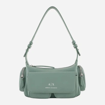 Сумка багет седло женская из искусственной кожи маленькая Armani Exchange Large Shoulder Bag With Side Pockets XW000405AF12589U7231 Зеленая (82434543916)