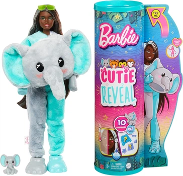 Лялька Barbie Cutie Reveal Elephant + Pet Барбі в плюшевому костюмі слоненя і домашнім улюбленцем