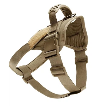 Шлея для собак Harness, тактичний жилет з ручкою M (60-75 см) Коричневий (019M-KHAKI)