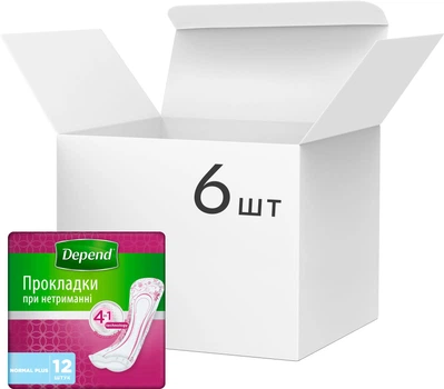 Упаковка урологічних прокладок Depend Normal Plus Pad 12 шт х 6 пачок (5029053561585/1)