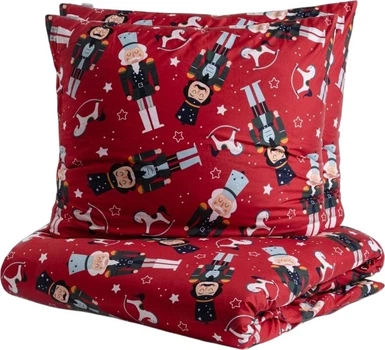 Комплект постільної білизни Homla Aitona Підковдра 200 x 220 см + 2 наволочки на подушки 70 x 80 см зі святковим візерунком червоний (5906496712975)