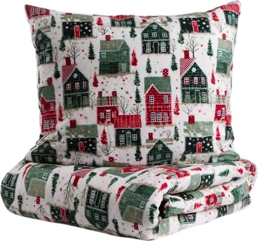 Komplet pościeli Homla Glora Poszewka na kołdrę 200 x 220 cm + 2 poszewki na poduszki 70 x 80 cm ze świątecznym wzorem Wielokolorowy (5906496700507)