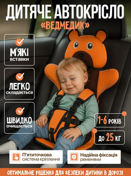 Дитяче автокрісло з п'ятиточковими ременями безпеки для установки в будь-якому автомобілі