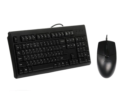 Комплект клавіатури та миші A4Tech KR-8372S, дротовий, USB, мембранна клавіатура 104 клавіші, оптична миша 1000 DPI, чорний(DL_5B4A0E55A5B6)