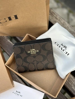 Женский кожаный кошелек Coach Snap Wallet Brown