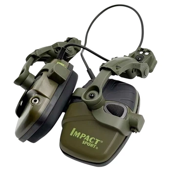 Тактические военные активные наушники Impact Sport для стрельбы с адаптерами чабурашка олива
