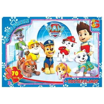 Дитячий пазл "Щенячий патруль" G-Toys PW0884 постер, 70 елементів