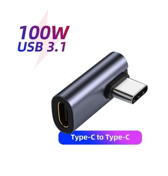 Кутовий адаптер USB Type-C 100W PD 10Gbps для швидкої зарядки та передачі даних