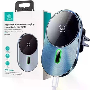 Держатель для телефона Usams US-CD170 Magnetic Car Wireless Charging Phone Holder (Air Vent) 15W