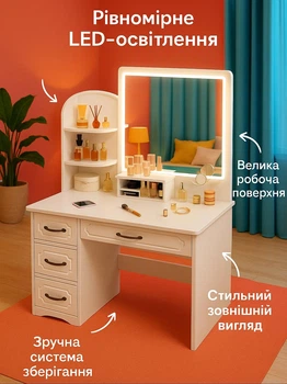 Стол для макияжа STL-MD 83 с LED-зеркалом 137х80х40 см – купить