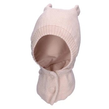 Зимняя шапка-шлем из мериносовой шерсти для малышей tutu 07483 44-48 Бежевая