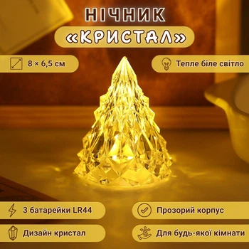 Світлодіодний нічник «Кристал» IceAura, тепле біле світло