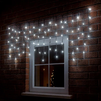 Уличная светодиодная гирлянда бахрома, 3 м, 100 LED, 220 В, черный провод, Белый