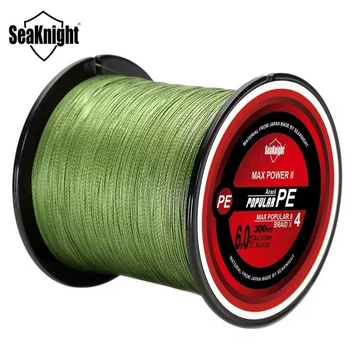 Плетений шнур SeaKnight MAX POWER II PE 4X 300 м 0.8# 0.148 мм 15lb 6.8 kg Armygreen