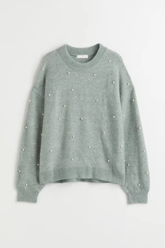 Свитер в составе с шерстью H&M 1025947002c49 M зеленый (100002829)