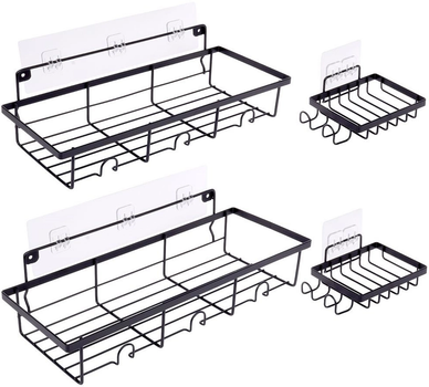 Zestaw półek pod prysznic Vilde 569735 metalowe 4 szt Czarny (5904316465179)