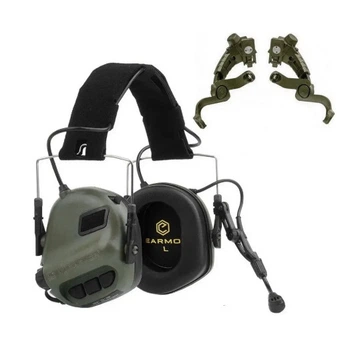 Активные наушники Earmor M32(x) с креплением M16C оливковые для защиты слуха и связи тактические (VIL-O_33P)