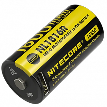 Аккумулятор 18350 Nitecore NL1816R 1600mAh литий-ионный с USB-C зарядкой для фонарей и устройств (VIL-O_33P)