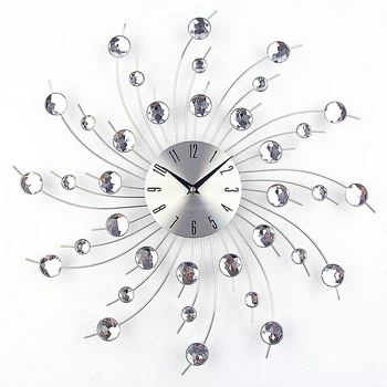 Бесшумные качественные красивые часы на стену (50 см) в спальню гостиную "Звезда-S" NC серебристые
